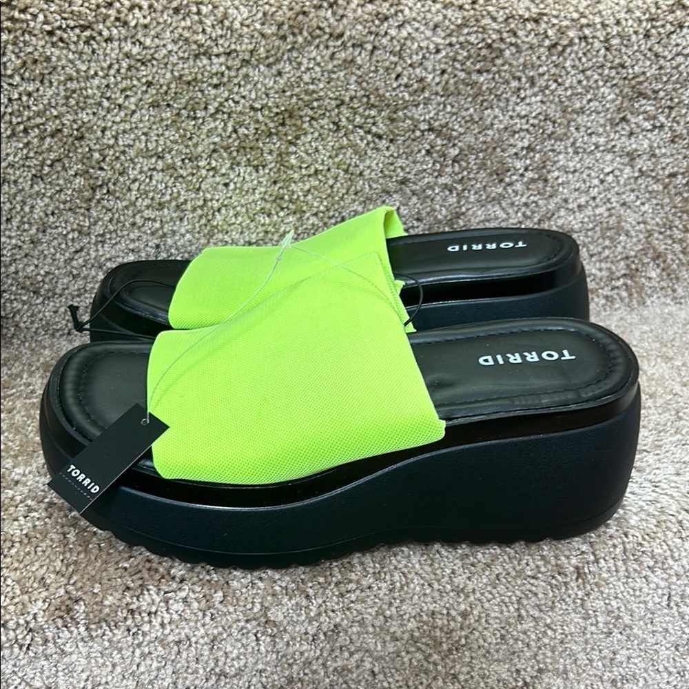 Torrid Green and Black Platform Sandals